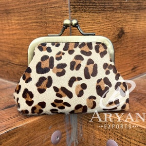 Monedero de piel auténtica con estampado de leopardo a la moda para mujer, proveedor de fábrica, con cierre de cerrojo, monedero de piel de vaca personalizado de gran capacidad - Product Image 1