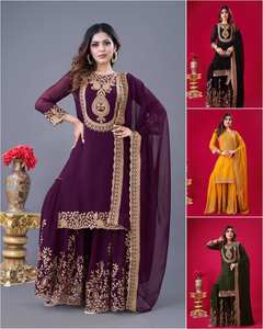 Top-Bottom en soie de designer et Dupatta avec fil de séquence de broderie lourd pour les occasions de fête - Product Image 6