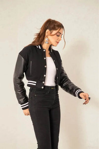 Vestes de baseball de qualité supérieure pour femmes, à manches longues, style varsity, pour femmes - Product Image 5