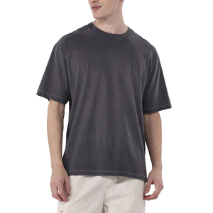 เสื้อยืดผู้ชายทรงหลวมเข้ารูปผ้าฝ้าย100% พื้นเสื้อยืดพิมพ์ลายแบ็กกี้ดรอปไหล่สำหรับผู้ชาย - Product Image 5