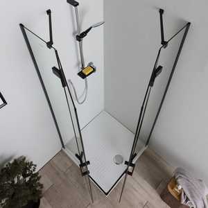 Box Doccia Nero in Vetro 80x80 6mm Senza Profili, Porte Doccia di Qualità Premium - Product Image 3