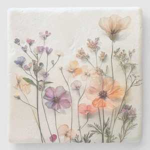 Boho Marble Coaster Wildflower Design Handmade Spring Home Decor - Product Image 6