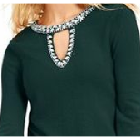 Maglione Verde con Decorazioni e Scollo a Goccia per Donna, Taglia Media, Collezione Autunnale INC International Concepts - Product Image 3