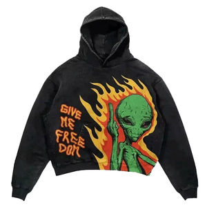 Vente en gros de sweats à capuche surdimensionnés avec logo personnalisé 100% coton polaire pour hommes brodés avec épaules tombantes sweats streetwear écologiques - Product Image 4