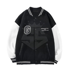 New Design Solid Color <b>Men's</b> Letterman <b>Winter</b> <b>Jacket</b> Stand Front Breathable Eco-Friendly Cotton/Wool Streetwear <b>Warm</b> Clothing - Product Image 1