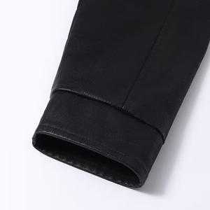 Veste en cuir PU noir coupe slim coupe-vent de haute qualité classique pour motard, design et couleur personnalisés - Product Image 6