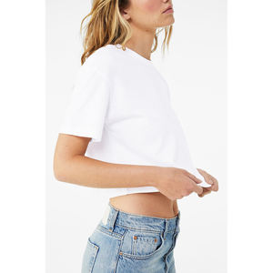 T-shirt court urbain pour femmes, coton 220 GSM, style streetwear, tee-shirt tendance, fabricant OEM personnalisé, marque privée pour femmes - Product Image 5