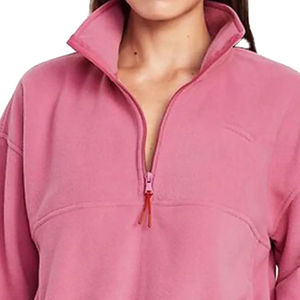 Pull à demi-zip pour femme de haute qualité, ample, en polaire d'hiver, vêtements de rue en tissu de coton, logo frontal, vente en gros, approvisionnement OEM - Product Image 2