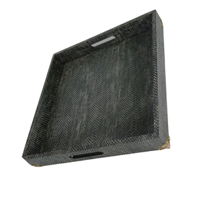 0,45x0,45x0.065 gris claro/carbón Faux Boa líder piel cuadrado té/bandejas para servir comida - Product Image 2