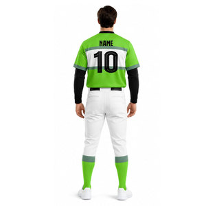 Ensemble uniforme de baseball vert et blanc pour homme, maillot personnalisé numéro 10, polyester sublimé anti-humidité, vêtements toutes saisons - Product Image 5