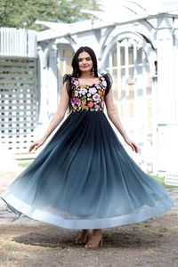 Designer <b>Gown</b> Style Reyon Foil Printed New Design Kurtis for <b>Ladies</b> - Product Image 3