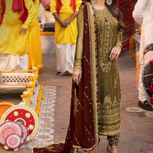 Vestido Salwar Kameez de Gasa de 3 Piezas para Mujer, de la Mejor Calidad, Color Personalizado, Ligero, Último Modelo Pakistaní para Novias y Fiestas - Product Image 1