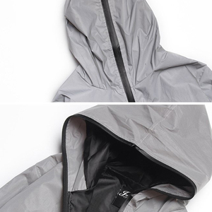 Chaqueta Cortavientos con Capucha Reflectante para Hombre, Estilo Deportivo, con Cuello Alto, Impermeable y Transpirable para Todas las Estaciones - Product Image 5