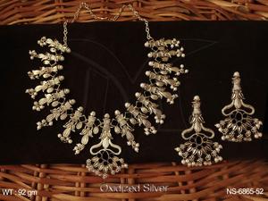 Ensemble élégant de collier oxydé Antique de Style fleur - Product Image 4