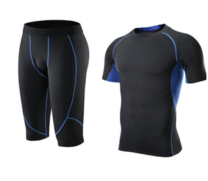Ensemble de compression respirant pour homme, imprimé uni, décontracté, pour le jogging, avec t-shirt à manches courtes et short, idéal pour l'été et le fitness - Product Image 4
