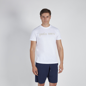 เสื้อยืดผู้ชายแบบลำลองทำจากอิตาลีเสื้อ100% แขนสั้นผ้าฝ้ายสีขาวธรรมดาและผ้าเจอร์ซีย์คอกลมลายพื้น - Product Image 2