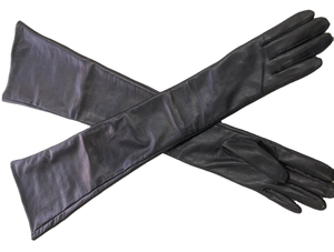 Guantes de Ópera de Piel de Oveja Negros, Largos, Cálidos para Invierno, Formales, para Fiestas, Uso Casual - Product Image 6