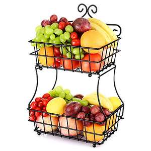 Panier de rangement pour fruits et légumes à 2 niveaux au toucher noir pour un usage quotidien et en cuisine - Product Image 3