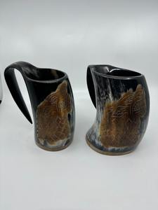 Auténtica taza vikinga hecha a mano taza de cerveza de cuerno de búfalo con acabado pulido - Product Image 3
