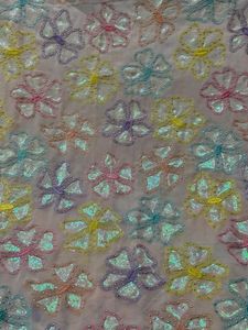 Bordado de secuencia de arcoíris de tela Georgette de algodón Premium perfecto para vestidos de novia y vestidos de novia - Product Image 4