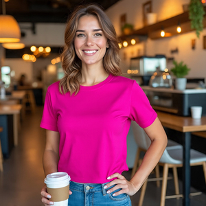 <b>Women's</b> Summer Crop <b>Top</b> <b>Loose</b> Fit Short Sleeve O-Neck Cropped T-Shirts Custom Digital Printing with Stylish Design - Product Image 6