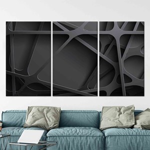 Lienzo impreso negro abstracto moderno: arte de pared elegante, JUEGO DE 3 LIENZOS - Product Image 1