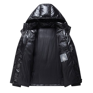 แจ็คเก็ตบอมเบอร์บุนวมสำหรับผู้ชายเสื้อแจ็คเก็ตแบบมีฮู้ดสีขาว - Product Image 2