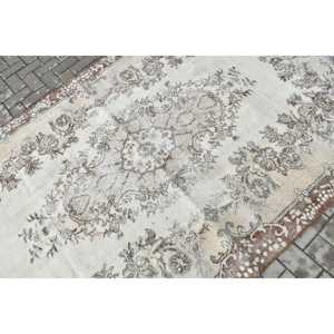 Turkish 5.4x8.9 ft Rug, Vintage Rug, <b>Brown</b> Solid <b>Wool</b> Rug - Product Image 5