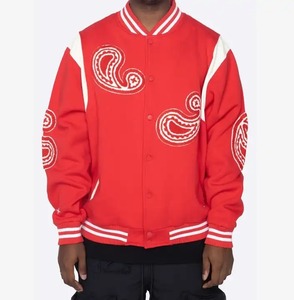 Chaquetas Bomber de Cachemira 00% de diseño personalizado, cuerpo de lana y mangas de cuero de vaca genuino, chaqueta Varsity Letterman naranja y negra - Product Image 5