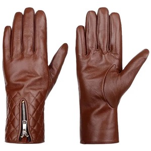 Genuine Leather Vintage Thermal Winter Cycling Driving <b>Gloves</b> Brown/Black Unisex Luxury Touch Screen Eco-Friendly High Quality - Product Image 2