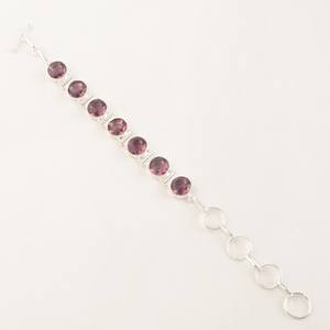 กำไลข้อมือเงินแท้ประดับโรโดไลต์ ดีไซน์แบบถ้วย ทำด้วยมือ ประดับเพชรพลอย สำหรับเดือนมิถุนายน หรูหรา คุณภาพสูง สง่างาม - Product Image 4