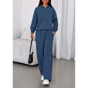 Conjunto Deportivo Casual de Invierno 2025 para Mujer de Pretttygarden, Sudadera con Capucha de Manga Larga Lavada y Pantalones Deportivos Anchos y Holgados, Traje Deportivo para Otoño - Product Image 6