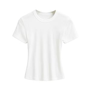 Camiseta de Manga Corta Ajustada para Mujer, con Logotipo Personalizado Bordado, Precio de Fábrica en China y Bangladesh, Base de Viscosa Elástica - Product Image 5