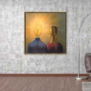 Toile imprimée abstraite et surrealiste de Vladimir Kush : décoration moderne pour la maison, toile encadrée dorée - Product Image 1