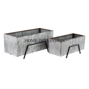 Macetas de flores con estilo, maceta de suelo galvanizada de Metal y macetas para decoración de jardín con mango, macetas de balcón, Cubo de Metal - Product Image 4