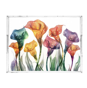 Plateau de service de luxe en <span class=keywords><strong>acrylique</strong></span> transparent avec <span class=keywords><strong>impression</strong></span> UV personnalisée, motif HD, organisateur de rangement décoratif en Lucite pour la maison et le bureau - Product Image 3