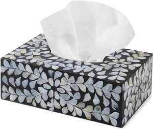 Producto de alta calidad al por mayor de nácar y resina incrustaciones caja de pañuelos fregona soporte de pañuelos de resina de la India - Product Image 3