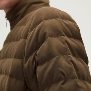 Veste matelassée en toile brodée personnalisée pour homme, marron bronze, manteau d'hiver léger, isolé, parka d'extérieur imperméable, réversible - Product Image 6