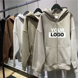 Streetwear Hoodei Sweatshirt Custom <b>Zip</b> <b>Up</b> <b>Hoodie</b> with Face Mask Option Logo Printing <b>Black</b> and White basics cotton blended - Product Image 5