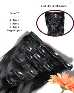 Lot de 7 extensions de cheveux humains 100% de 14 pouces à double tirage, pour femmes, 100-120g - Product Image 2