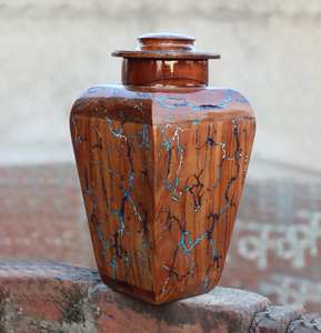 Lightning Strokes Wooden <b>Urn</b> for Human Ashes <b>pet</b> Cremation <b>Urns</b> for Funeral Memorial Keepsake <b>Urn</b> with Threaded Lid - Product Image 2