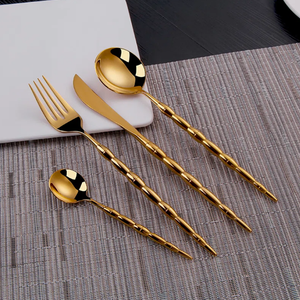 Ensemble de couverts en argent de haute qualité manche martelé vaisselle événement de mariage couverts dîner couteau cuillère fourchette décor de restaurant à la maison - Product Image 6