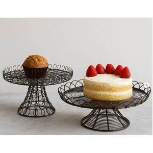 Support à gâteau en fil de fer fait main, finition noire, à un seul niveau, pour la maison, les mariages, les anniversaires, présentoir alimentaire de table, écologique - Product Image 1