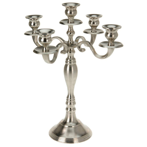 Candelabro de Metal de 5 brazos de plata brillante de tamaño personalizado atractivo soporte para velas de boda diseño único para tarro de velas - Product Image 4