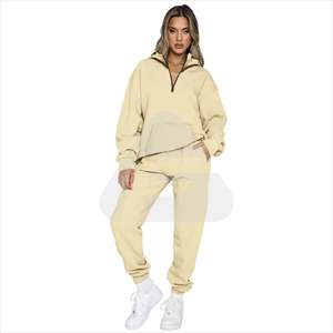 Survêtement de maternité à capuche imprimé avec logo personnalisé, couleur unie, poids lourd, de haute qualité, manches longues, 2 pièces, survêtement pour femmes - Product Image 4
