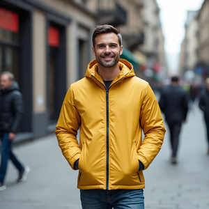 Veste matelassée pour homme Veste bombardier décontractée d'hiver chaude zippée Veste matelassée coupe-vent à capuche et fermeture éclair Veste matelassée en duvet pour homme - Product Image 3