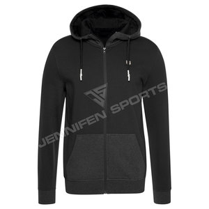 Sweat à capuche zippé surdimensionné en coton pour homme, coupe carrée, imprimé numérique, teint uni, épais, style streetwear d'hiver, grandes tailles - Product Image 1