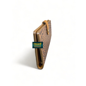 Exportador indio piel de cocodrilo texturizada cuero de vaca señoras plegable embrague monedero raya botón cierre embrague cartera fabricante - Product Image 4