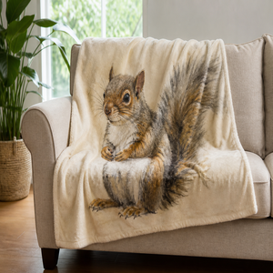 Custom Printed <b>Throw</b> Blanket Personalized Squirrel Portrait Gift Sublimation Flannel Fleece Polyester - Product Image 1