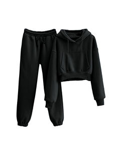 Survêtement unisexe chaud d'hiver pour femmes Design personnalisé pour hommes et femmes Ensemble de jogging décontracté Combinaison délavée à l'acide imprimée à motif solide - Product Image 2